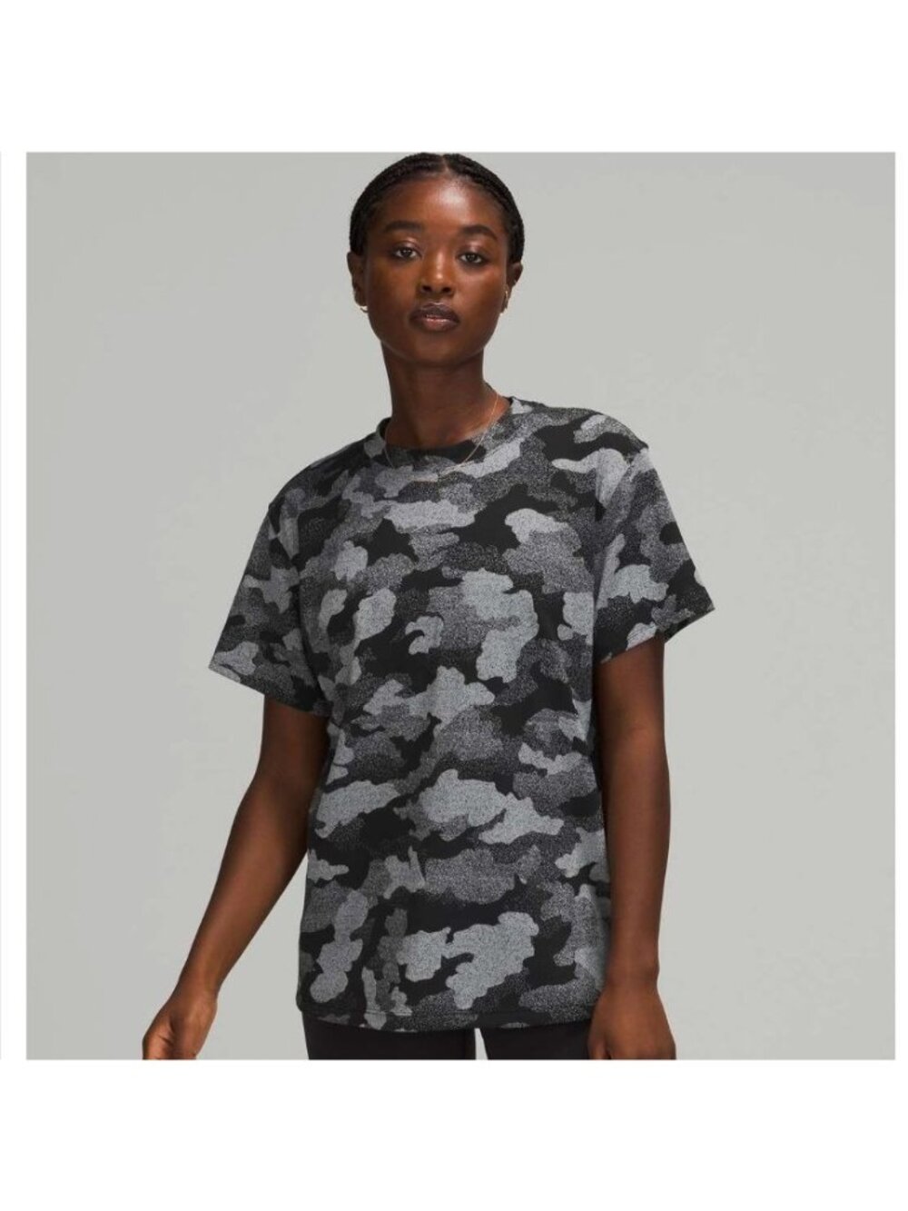 Lululemon All Yours Short Sleeve Training Tee Gray Black Camo 10